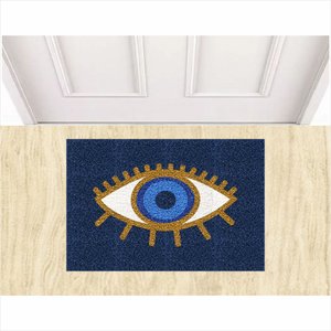 Capacho Tapete Vinil Olho Grego 60x40 Cm Azul Marinho.