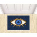 Ver imagem 1 de Capacho Tapete Vinil Olho Grego 60x40 Cm Azul Marinho.