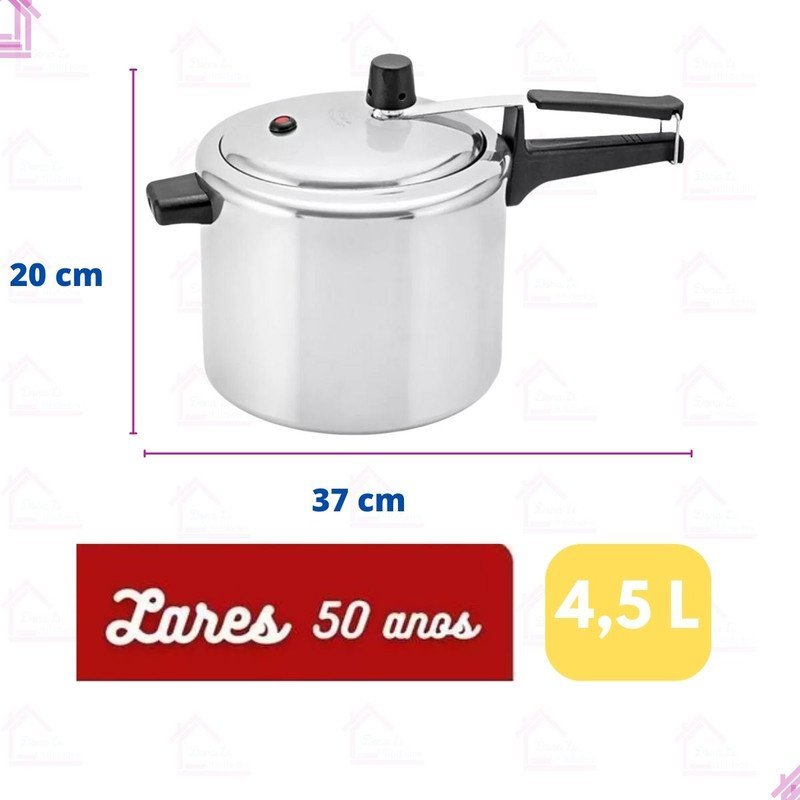 Panela de Pressão Lares Alumínio 4,5 Litros + Borracha Extra - 3