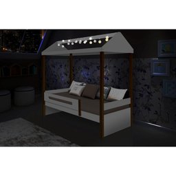 Cama Montessoriana Infantil Solteiro Sara com Led Divaloto - Branco/Amêndoa - 2 Cama Montessoriana Infantil Solteiro Sara com Led Divaloto - Branco/Amêndoa - 2