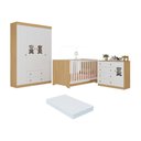 Ver imagem 1 de Quarto de Bebê Completo com Berço Americano 3 em 1 Colchão Teddy Multimóveis Mp4660 Madeirado/