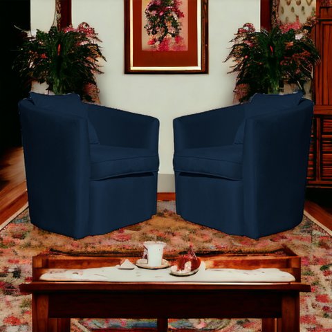 Kit 2 Poltronas Decorativa Alana Veludo Azul Marinho - Londrilar
