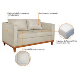 Kit Sofá 2 e 3 Lugares 180cm Europa Bouclé Bege - 5
