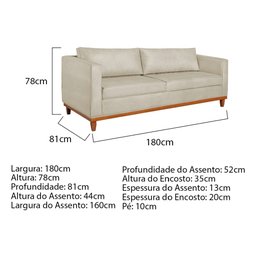 Kit Sofá 2 e 3 Lugares 180cm Europa Bouclé Bege - 4