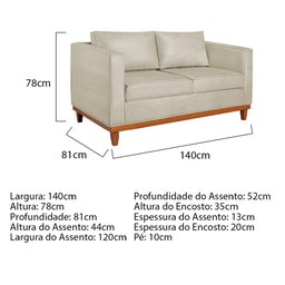 Kit Sofá 2 e 3 Lugares 180cm Europa Bouclé Bege - 3