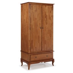 Guarda Roupa Solteiro Madeira Maciça 2 Portas 1 Gaveta 60406 Linz Móveis - Imbuia Glazer - 1