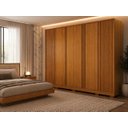 Ver imagem 1 de Guarda Roupa Casal Grande Mdf Ripado 6 Portas Premium- Arbo