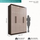 Ver imagem 3 de Guarda-roupa Solteiro 4 Portas 3 Gavetas Espanha - Mais Móveis Newcanion/offwhite