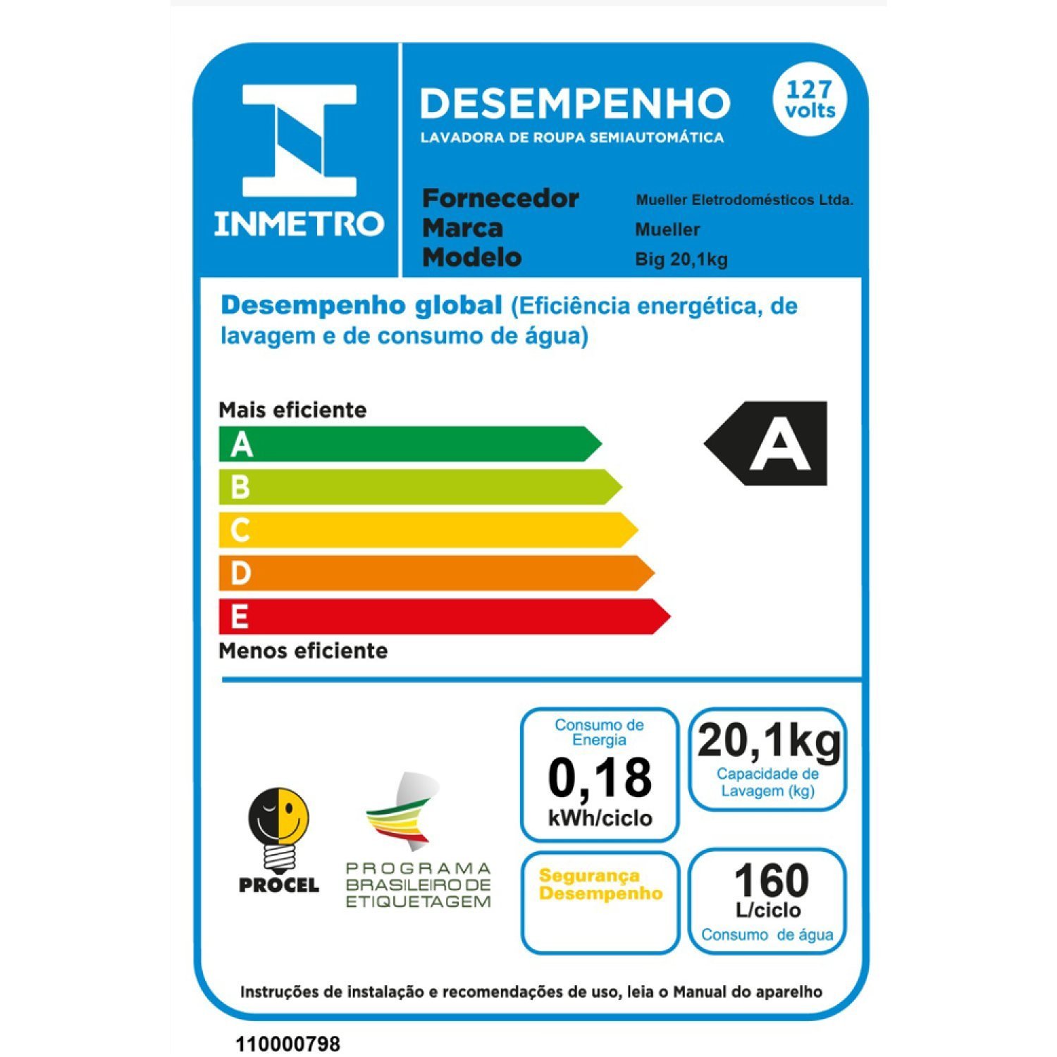 Tanquinho Mueller 20kg Big Preto 127v - 5