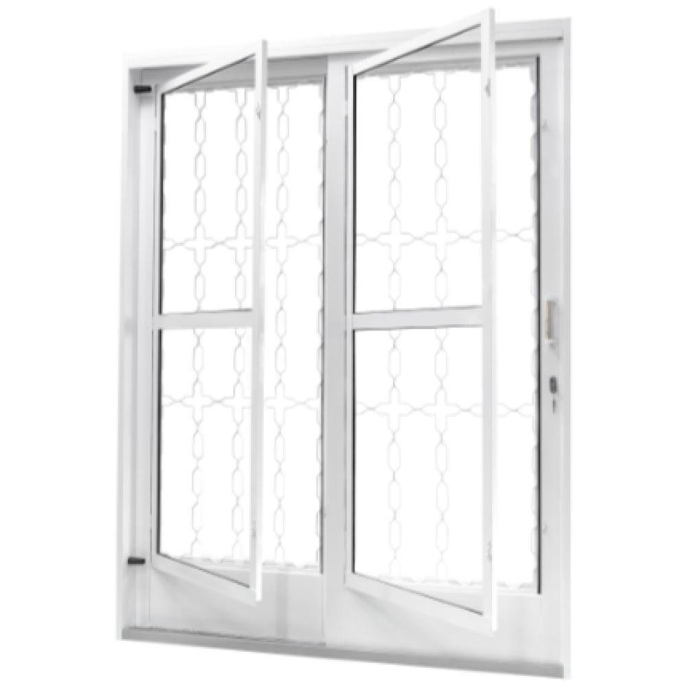 Porta de Correr em Aço Galvanizado com Grade Elo Branco "E"- 2,10x1,60