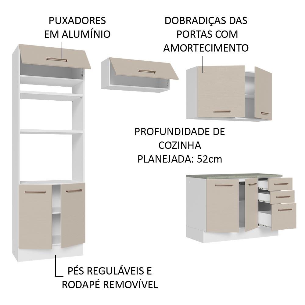 Armário de Cozinha Completa 270cm Branco/crema Agata Madesa 07 - 5