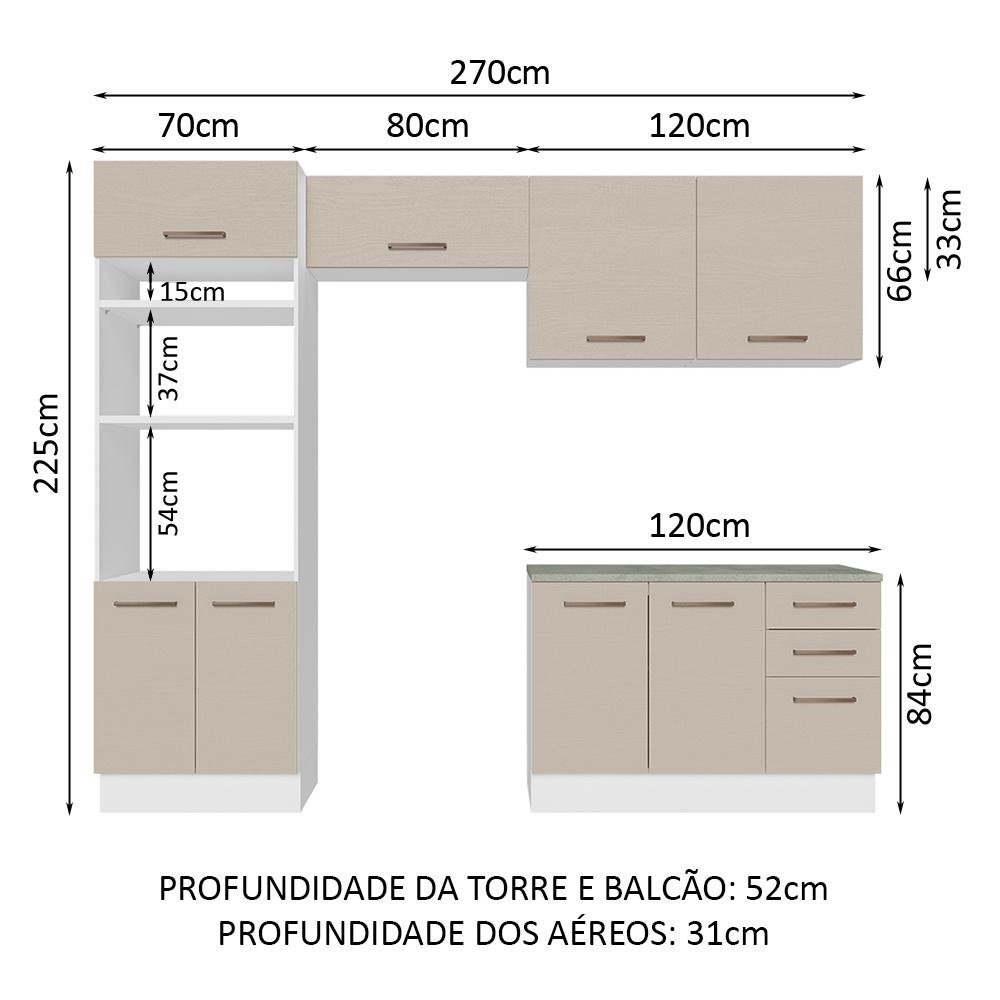 Armário de Cozinha Completa 270cm Branco/crema Agata Madesa 07 - 4