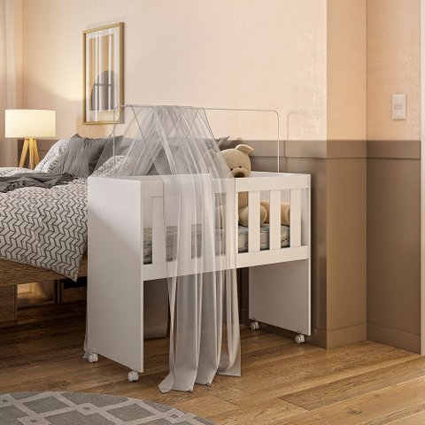 Mini Berço Multifuncional 5 Versões Utilidade Moderno Branco:branco