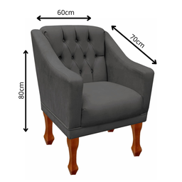 Kit 02 Poltronas Decorativa Resistente Grécia - Dritex:suede Cinza - 5