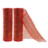 Kit 2 Telas Decorativa Fita Natal Malha Tule Listras Vermelho e Dourado 26cm X 5 Metros – Magizi - 1