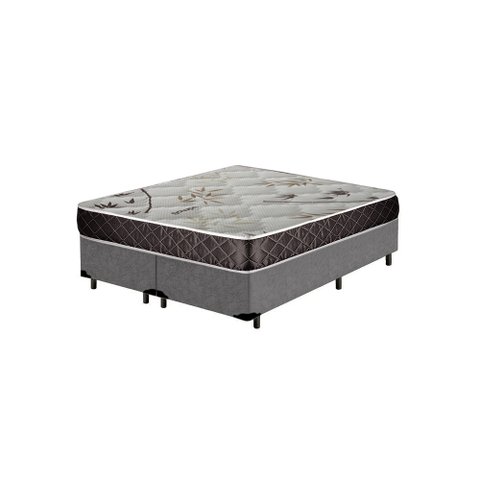 Cama Box King Colchão Aylla Espuma D33 NK Camas + Box Suede 64x193x203:Cinza