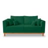 Kit Sofá 3 Lugares e 2 Poltronas Beny Viena Com Almofadas Decorativa Suede Verde - Madeira Prima Dec - 4