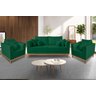 Kit Sofá 3 Lugares e 2 Poltronas Beny Viena Com Almofadas Decorativa Suede Verde - Madeira Prima Dec - 2