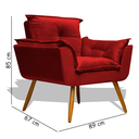 Ver imagem 2 de Poltrona Cadeira Decorativa Opala - Veludo Vermelho