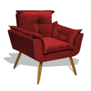 Ver imagem 1 de Poltrona Cadeira Decorativa Opala - Veludo Vermelho