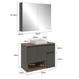 Conjunto de Móveis para Banheiro 80cm Aurora - 4