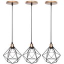 Ver imagem 1 de Kit 3 Pendente Aramado Diamante Luminária Lustre Luxo Pequeno Teto Retrô Agp Ilumini Industrial - Pr