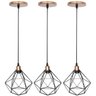 Kit 3 Pendente Aramado Diamante Luminária Lustre Luxo Pequeno Teto Retrô Agp Ilumini Industrial - Pr - 1