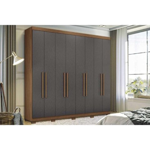 Guarda Roupa 8 Portas e 4 Gavetas C- Pés Master New 8.4 Jatobá-grafite - Santos Andirá