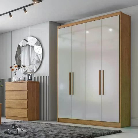 Guarda Roupa Moderni 4 Portas 3 Gavetas Cor:Cumaru Fendi