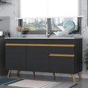 Ver imagem 1 de Balcão Cozinha Gabinete Pia 3 Portas 1 Gaveta Preto