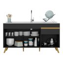Ver imagem 4 de Balcão Cozinha Gabinete Pia 3 Portas 1 Gaveta Preto