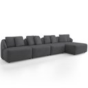 Ver imagem 5 de Sofá 5 Lugares com Chaise Direito Sala Living 388cm Arlo F04 Veludo Grafite - Lyam Decor