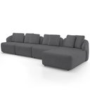 Ver imagem 6 de Sofá 5 Lugares com Chaise Direito Sala Living 388cm Arlo F04 Veludo Grafite - Lyam Decor