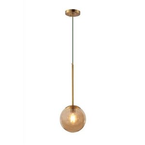 Kit 2 Pendentes Luminária Dourado Globo Ambar Lustre Inl88