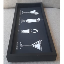 Bandeja Preta Com Gravura Drinks Impermeável 34X14X3CM Lunne - 2
