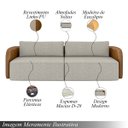 Ver imagem 3 de Sofá Living Sala de Estar Abel 240cm Bipartido Pés de Madeira Pu/linho Caramelo/cinza G33 - Gran Bel