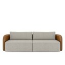 Ver imagem 6 de Sofá Living Sala de Estar Abel 240cm Bipartido Pés de Madeira Pu/linho Caramelo/cinza G33 - Gran Bel