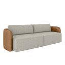Ver imagem 2 de Sofá Living Sala de Estar Abel 240cm Bipartido Pés de Madeira Pu/linho Caramelo/cinza G33 - Gran Bel