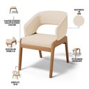 Ver imagem 3 de Kit 03 Cadeiras de Jantar e Estar Living Estofada Lince L02 Linho Bege Escuro - Lyam Decor