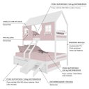 Ver imagem 4 de Treliche Casal/ Solteiro Casinha Encantada com Kit Escada/ Escorregador Madeira Maciça Rosa/ Branco