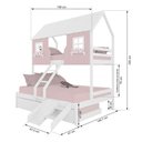 Ver imagem 3 de Treliche Casal/ Solteiro Casinha Encantada com Kit Escada/ Escorregador Madeira Maciça Rosa/ Branco