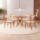 Ver imagem 1 de Conjunto de Sala Jantar Mesa 100 cm com 4 Cadeiras Ava Natural Nude Marrom
