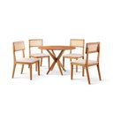 Ver imagem 3 de Conjunto de Sala Jantar Mesa 100 cm com 4 Cadeiras Ava Natural Nude Marrom