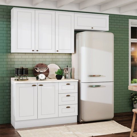 Cozinha Compacta com Tampo 3 Peças 6 Portas 3 Gavetas Emily Espresso Móveis