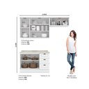 Ver imagem 2 de Cozinha Compacta Modulada com Tampo 3 Peças 6 Portas 3 Gavetas Emily Espresso Móveis Branco/HP/Calcare