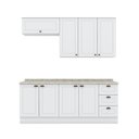 Ver imagem 2 de Cozinha Compacta Modulada com Tampo 4 Peças 8 Portas 3 Gavetas Emily Espresso Móveis Branco/HP/Calcare