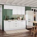 Ver imagem 1 de Cozinha Compacta Modulada com Tampo 4 Peças 8 Portas 3 Gavetas Emily Espresso Móveis Branco/HP/Calcare
