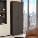 Ver imagem 3 de Armário para Escritório Stamford 2 Portas 5 Prateleiras com Chave Preto Fosco - Panorama Móveis