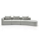Ver imagem 5 de Sofá Curvo Decorativo Kimiko 427cm 5 Lugares Sala de Estar com Chaise Veludo Cinza G52 - Gran Belo