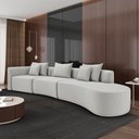 Ver imagem 2 de Sofá Curvo Decorativo Kimiko 427cm 5 Lugares Sala de Estar com Chaise Veludo Cinza G52 - Gran Belo